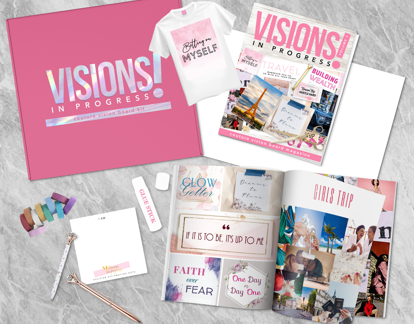 Betting on Myself Bundle // Vision Board Magazine & Deluxe Kit /with/ Betting on Myself T-shirt